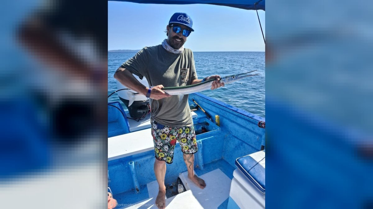 Angler holding a roosterfish on the Loreto Star before releasing it, Loreto sport fishing